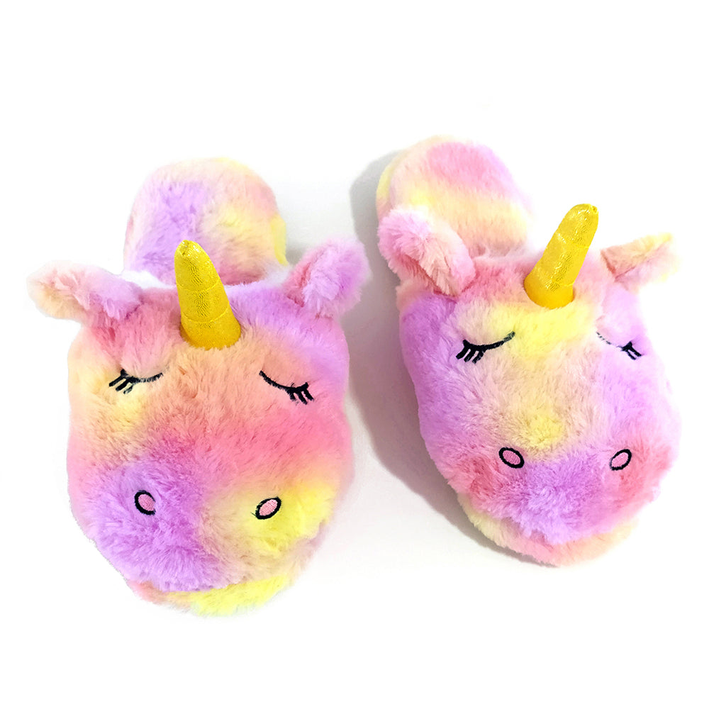 Millffy Stuffed Animal Rainbow Unicorn Plush Slippers Bedroom Slippers for Adult