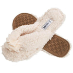 Load image into Gallery viewer, Plush Cozy Faux Shearling Thong Slide On Sherpa Womens Flip-Flops Slippers with Flowers
