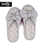 Load image into Gallery viewer, Millffy Cotton Bowknot Slippers Household Slippers Female Bowknot Breathable Cotton Antiskid Lady Indoor Slippers
