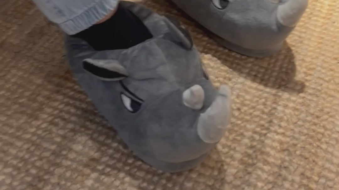 Stuffed Animal rhinoceros Slippers Cozy Children's Slippers rhino Sneaker Boys Slippers