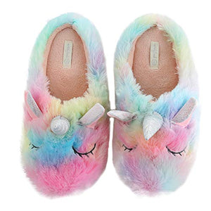 Millffy Fluffy Rainbow Unicorn Slippers cozy comfy Slippers Unicorn Gifts for Girls