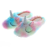 Load image into Gallery viewer, Millffy Fluffy Rainbow Unicorn Slippers cozy comfy Slippers Unicorn Gifts for Girls

