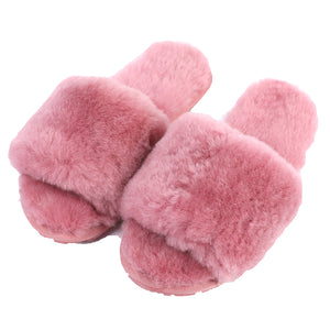Millffy Wool Fur Slippers Sheepskin Slippers Real Fur Slippers Lambskin Leather Slippers