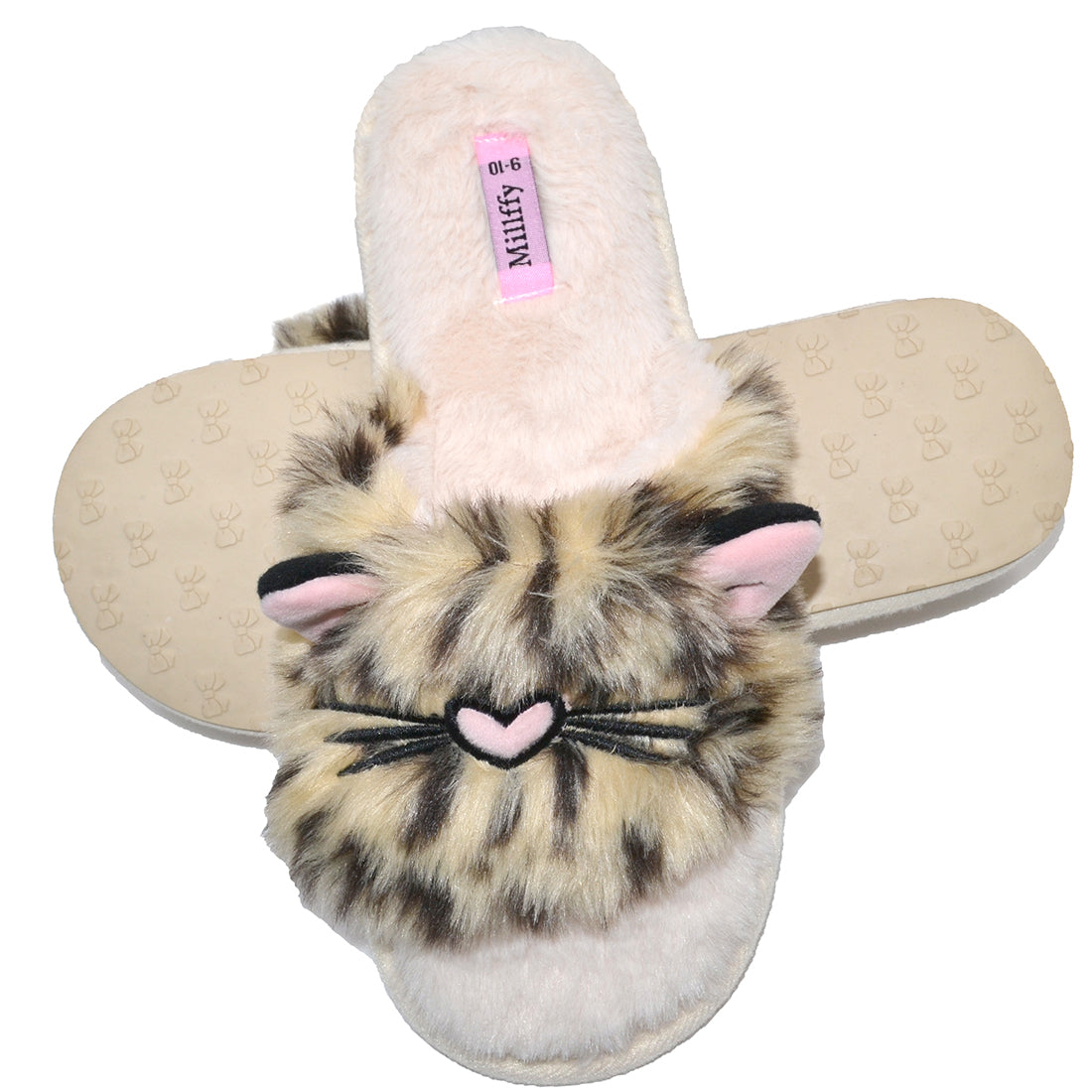 Millffy fuzzy fluffy open toe slippers for Women cat puppy Thong Slides flip flop slippers