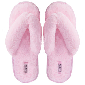 Millffy cross band slipper fuzzy fluffy open toe slippers flip flop slippers for women indoor bedroom slippers