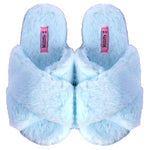 Load image into Gallery viewer, Millffy cross band slipper fuzzy fluffy open toe slippers flip flop slippers for women indoor bedroom slippers
