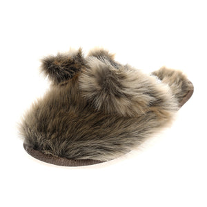 Womens Mens Dog Ears Bear Indoor Slippers Winter Warm Fluffy Slides Fuzzy Memory Foam House Bedroom Slippers