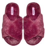 Load image into Gallery viewer, Millffy cross band slipper fuzzy fluffy open toe slippers flip flop slippers for women indoor bedroom slippers
