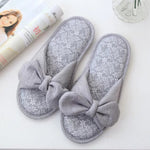 Load image into Gallery viewer, Millffy Cotton Bowknot Slippers Household Slippers Female Bowknot Breathable Cotton Antiskid Lady Indoor Slippers
