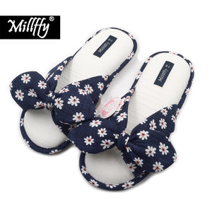 Millffy New Fashional Summer Floral Sweet Cotton Slippers Japanese Flowers Women's Slippers Shoes