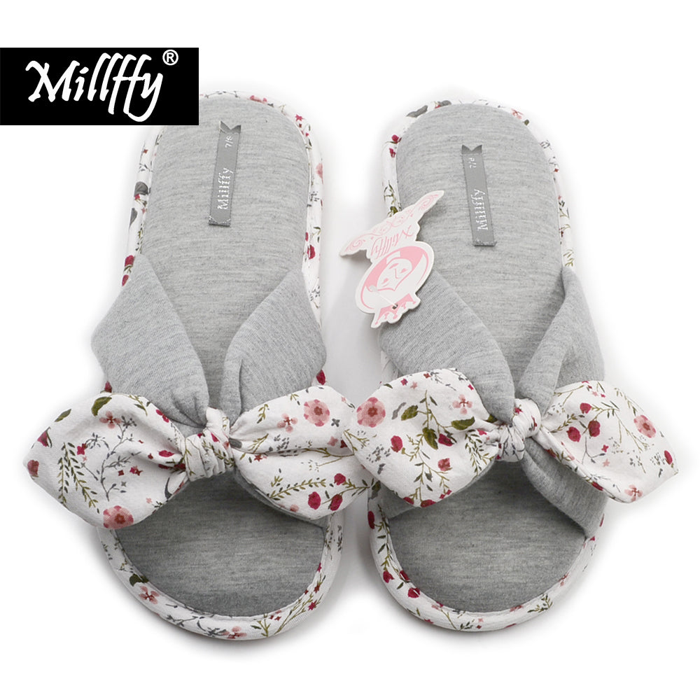 Millffy Summer Floral Print Cotton Slippers Japanese Yellow Daisy Flowers Ladies Thong Slippers