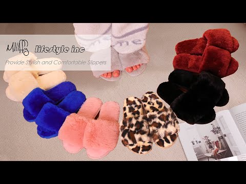 Millffy Women Fluffy Ladies Slippers Faux Wool Fuzzy Slippers chic luxurious Open Toed Soft Fur Slippers