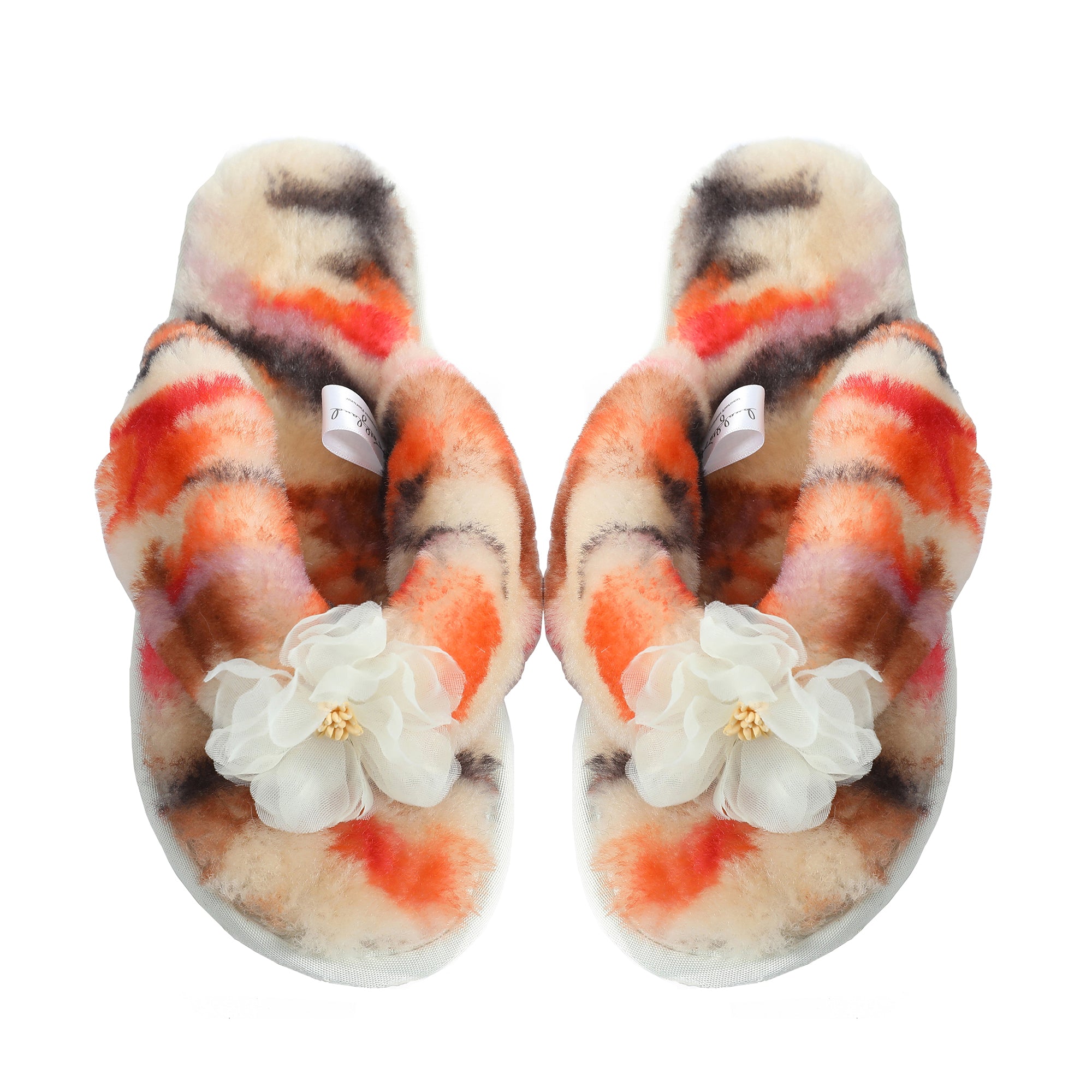 Millffy Fashion Sheepskin Women's Slippers Fluffy Leopard Thong Slippers Home Slippers Bedroom Shoes Slides
