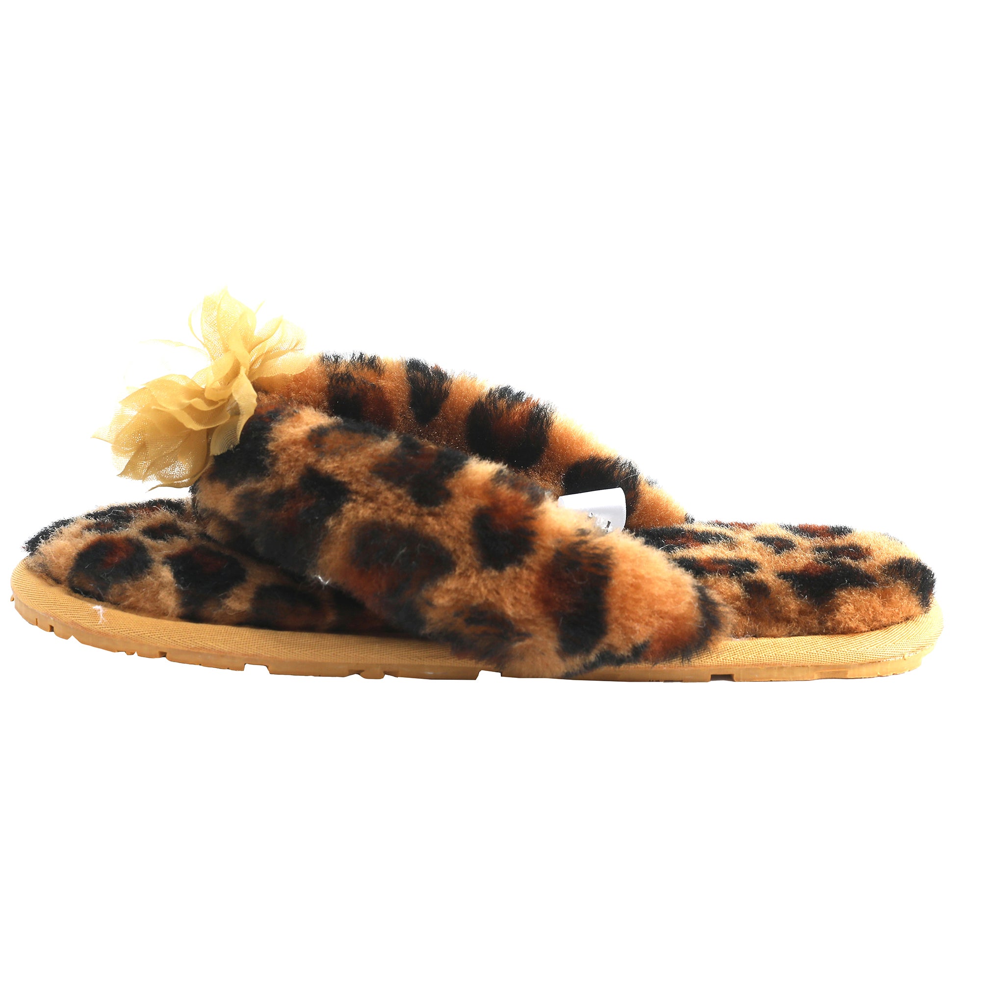 Millffy Fashion Sheepskin Women's Slippers Fluffy Leopard Thong Slippers Home Slippers Bedroom Shoes Slides